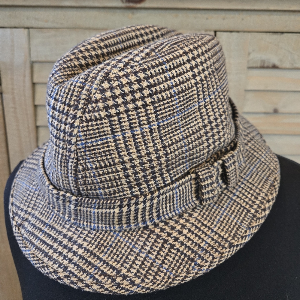 Vintage Brown and Black Houndstooth Fedora